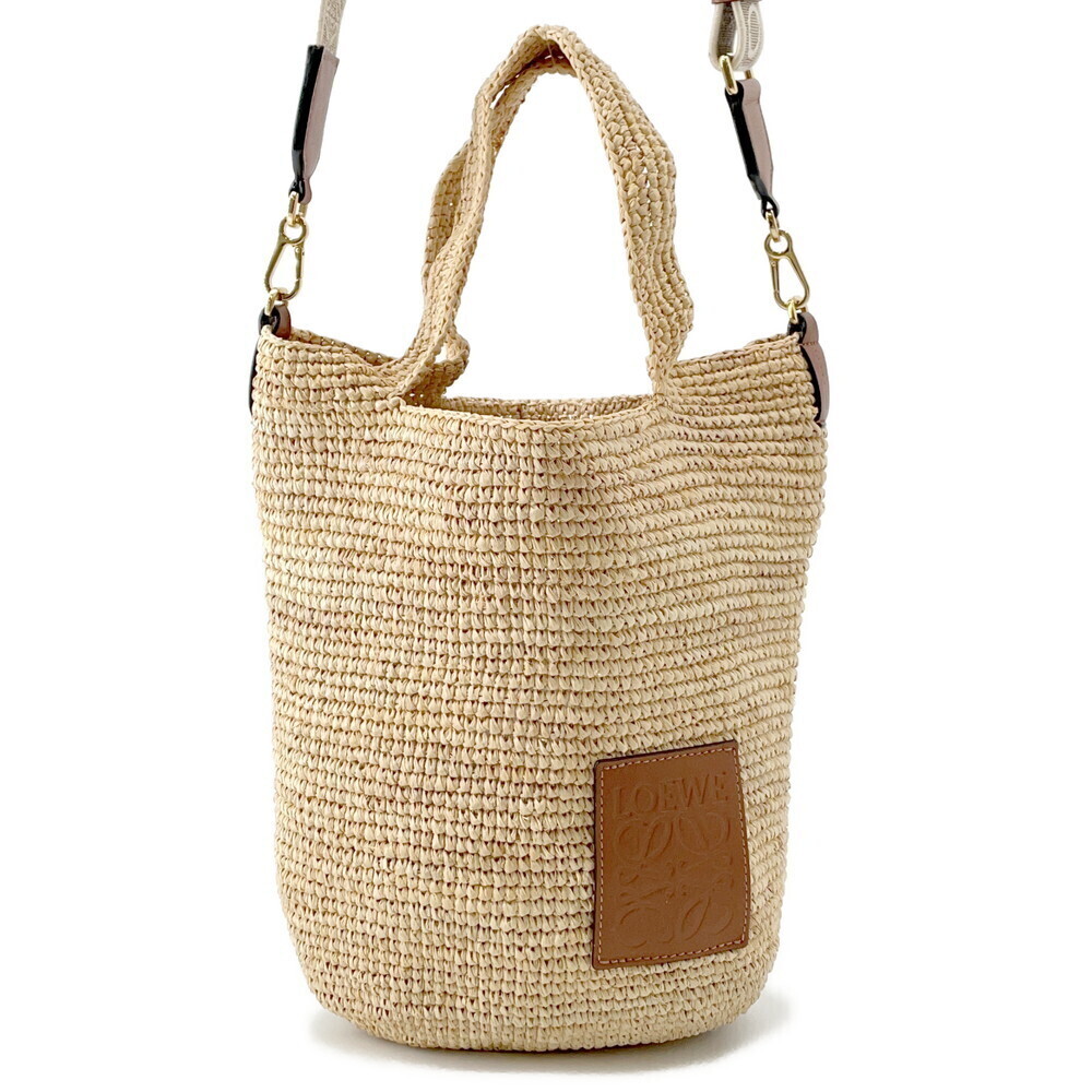 Loewe Tote Bag Slit Raffia Leather